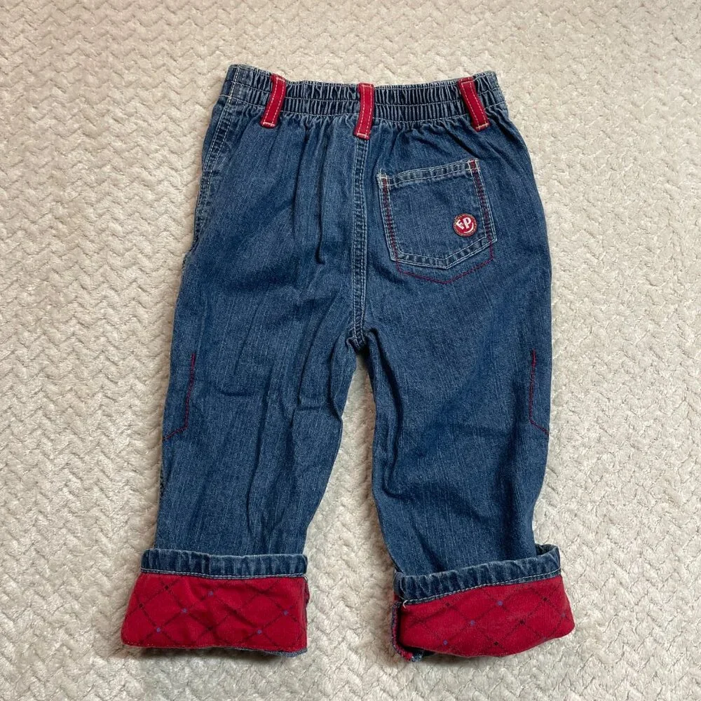 Vintage Y2K 2009‎ Fisher Price Toddler Embroidered Cuffed Roll Up Jeans 24 mos